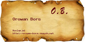 Orowan Bors névjegykártya